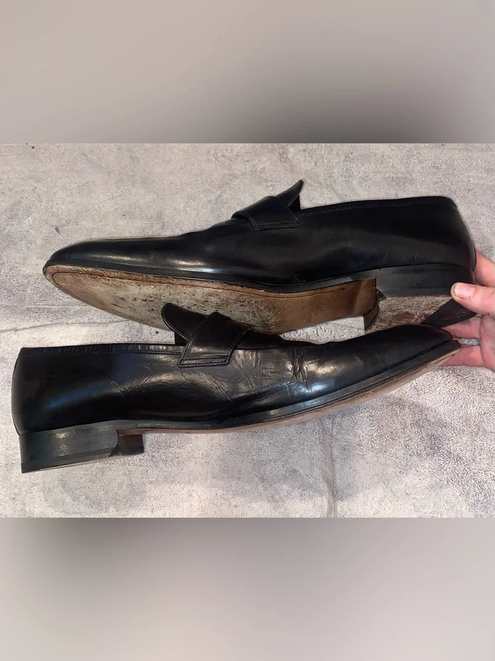 WORN 3x To Boot NY Black Leather Slip On Penny Loafers Shoes Classic Italy 13